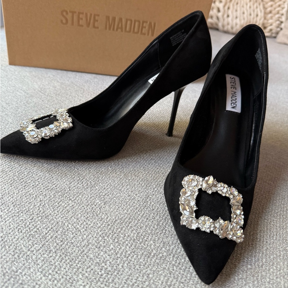 Steve Madden Black Embellished Women's Shoes